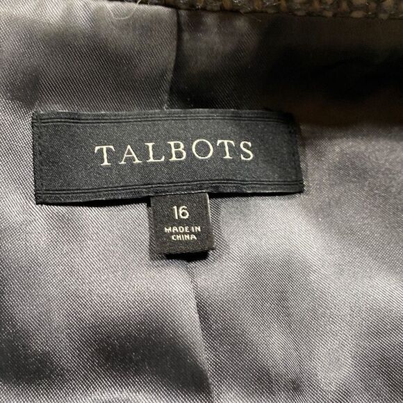 Talbots Women's Tweed Zip Front Moto Jacket Wool Blend Metallic Gray Size 16 - Picture 12 of 13